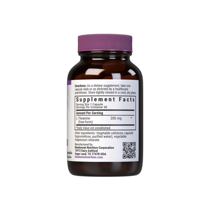 BlueBonnet L-Theanine 200mg – Free-Form Amino Acid, 60 Veg Capsules (Pack of 2)