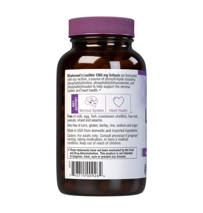 BlueBonnet Nutrition Lecithin 1365 mg Softgels - 180 Softgels - Supports Nervous System & Heart Health