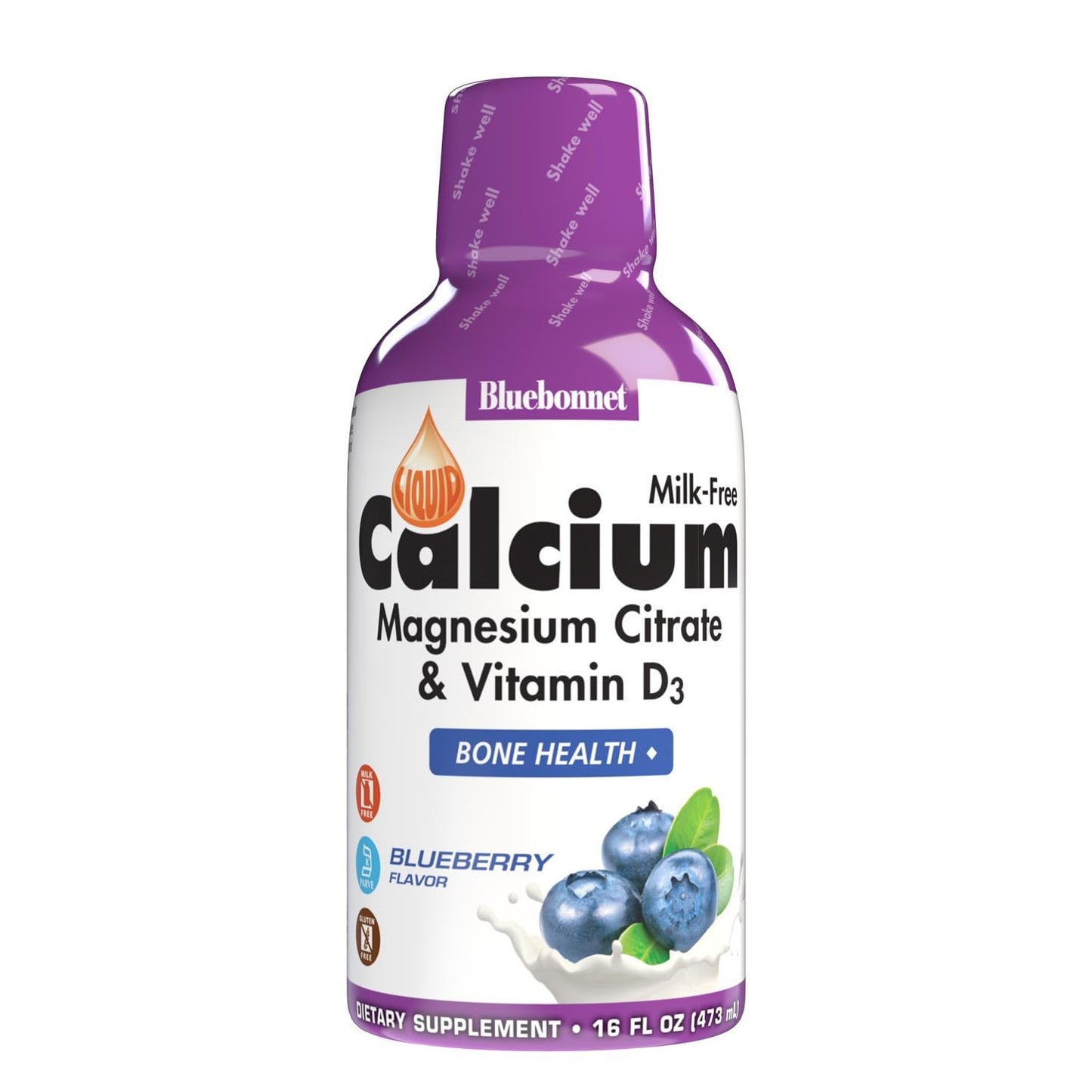 Bluebonnet Liquid Calcium Magnesium Citrate Plus Vitamin D3 – 16 oz, Blueberry