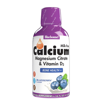 Bluebonnet Liquid Calcium Magnesium Citrate Plus Vitamin D3 – 16 oz, Blueberry
