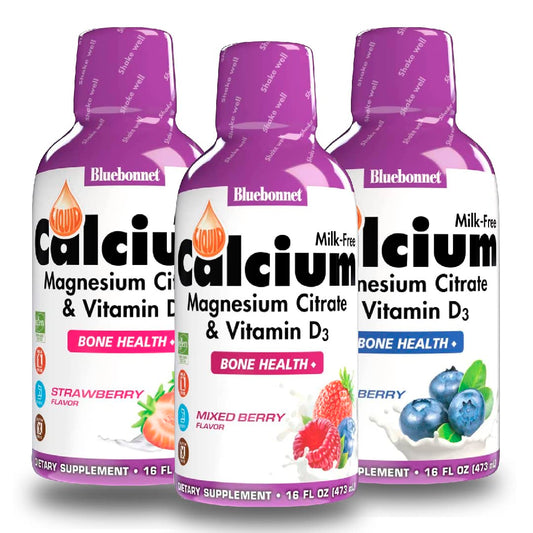 Bluebonnet Nutrition Liquid Calcium Magnesium Citrate with Vitamin D3 – 3 Bottle Bundle (16 oz each) – Blueberry, Strawberry, Mix Berry BritishVita | Premium UK Vitamins & Wellness Supplements