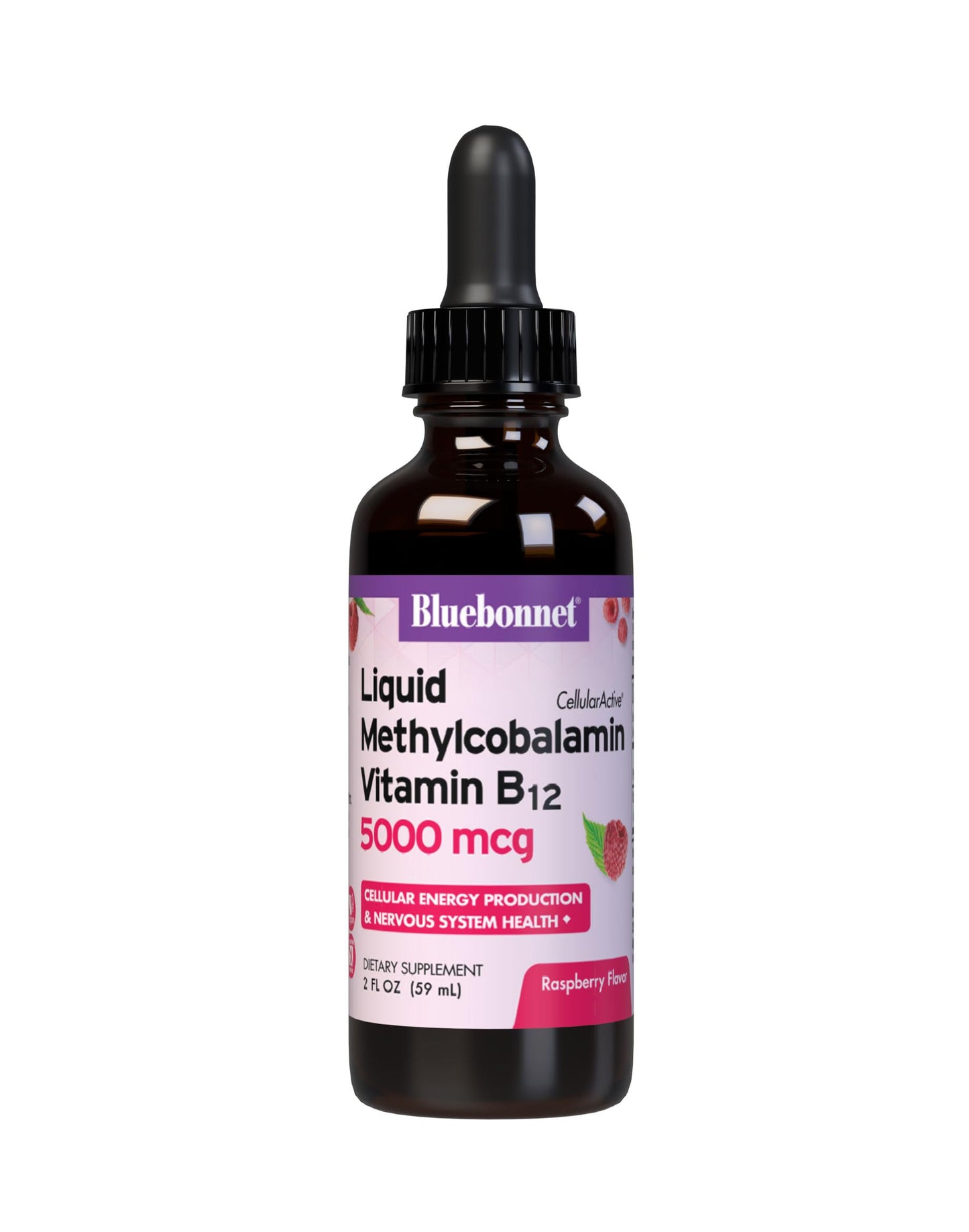 Bluebonnet Liquid Methylcobalamin B12 5000 mcg – Raspberry, 2 fl oz – Vegan