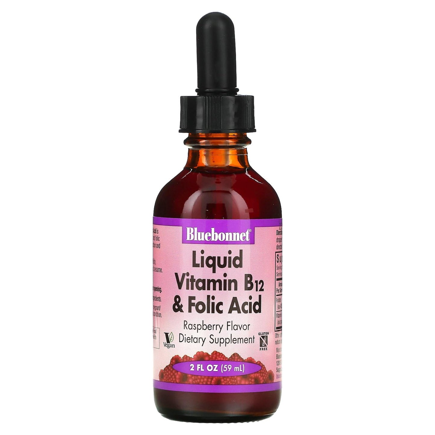 Bluebonnet Liquid Vitamin B12 & Folic Acid – Energy Boost | 2 fl oz, 59 Servings