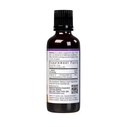 BlueBonnet Liquid Vitamin D3 Drops 400 IU Citrus, 1 Fl Oz