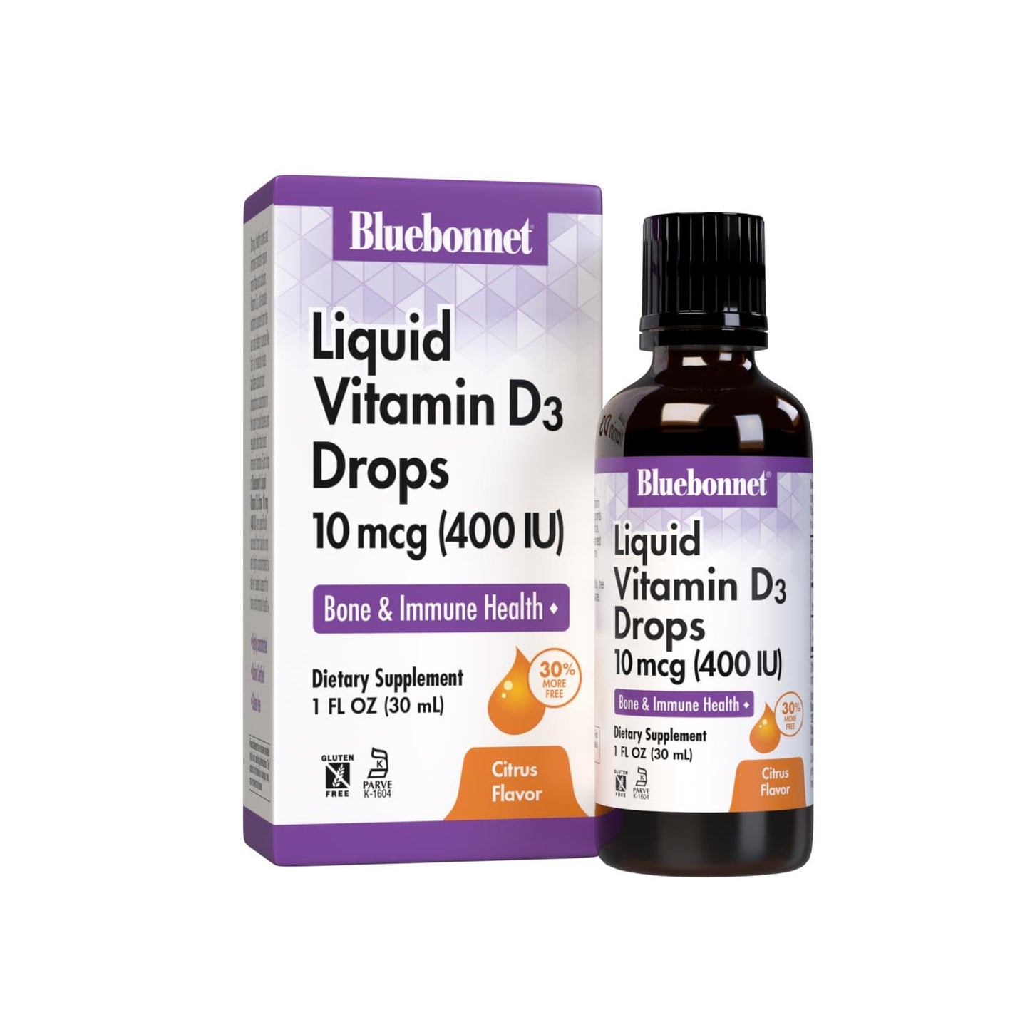 BlueBonnet Liquid Vitamin D3 Drops 400 IU Citrus, 1 Fl Oz