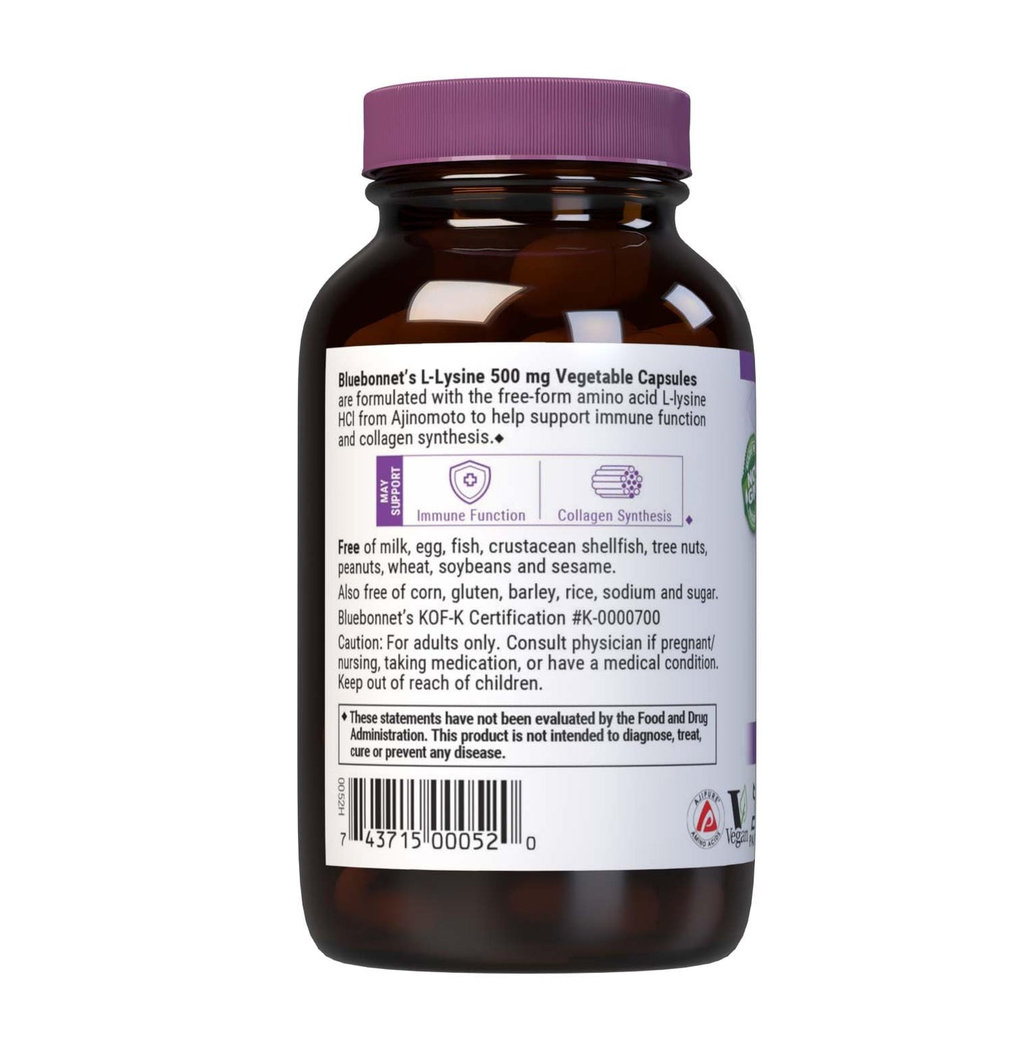 Bluebonnet L-Lysine 500 mg Capsules – 50 Count | Immune Support