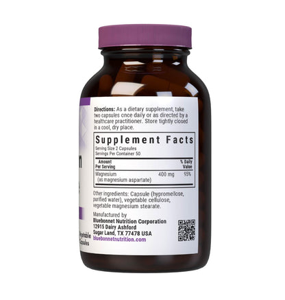 Bluebonnet Magnesium 400 mg – Chelated Magnesium Aspartate