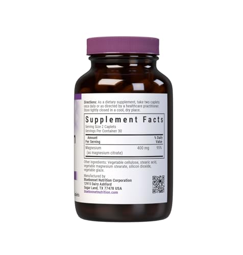 Bluebonnet Magnesium Citrate 400 mg – Maximum Absorption | Immune Support & Energy