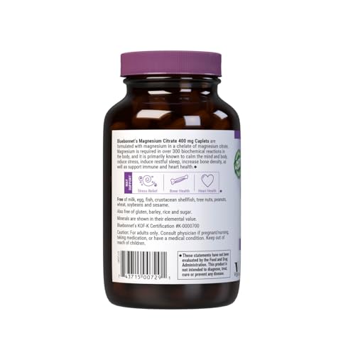 Bluebonnet Magnesium Citrate 400 mg – Maximum Absorption | Immune Support & Energy