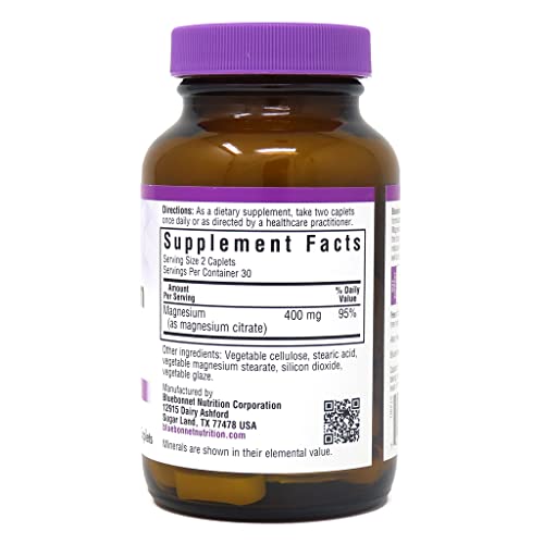 Bluebonnet Magnesium Citrate 400 mg – Maximum Absorption | Immune Support & Energy