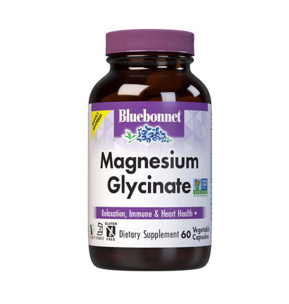 Bluebonnet Magnesium Glycinate 400 mg – 60 Veg Capsules | Non-GMO, Vegan, Kosher, Gluten-Free