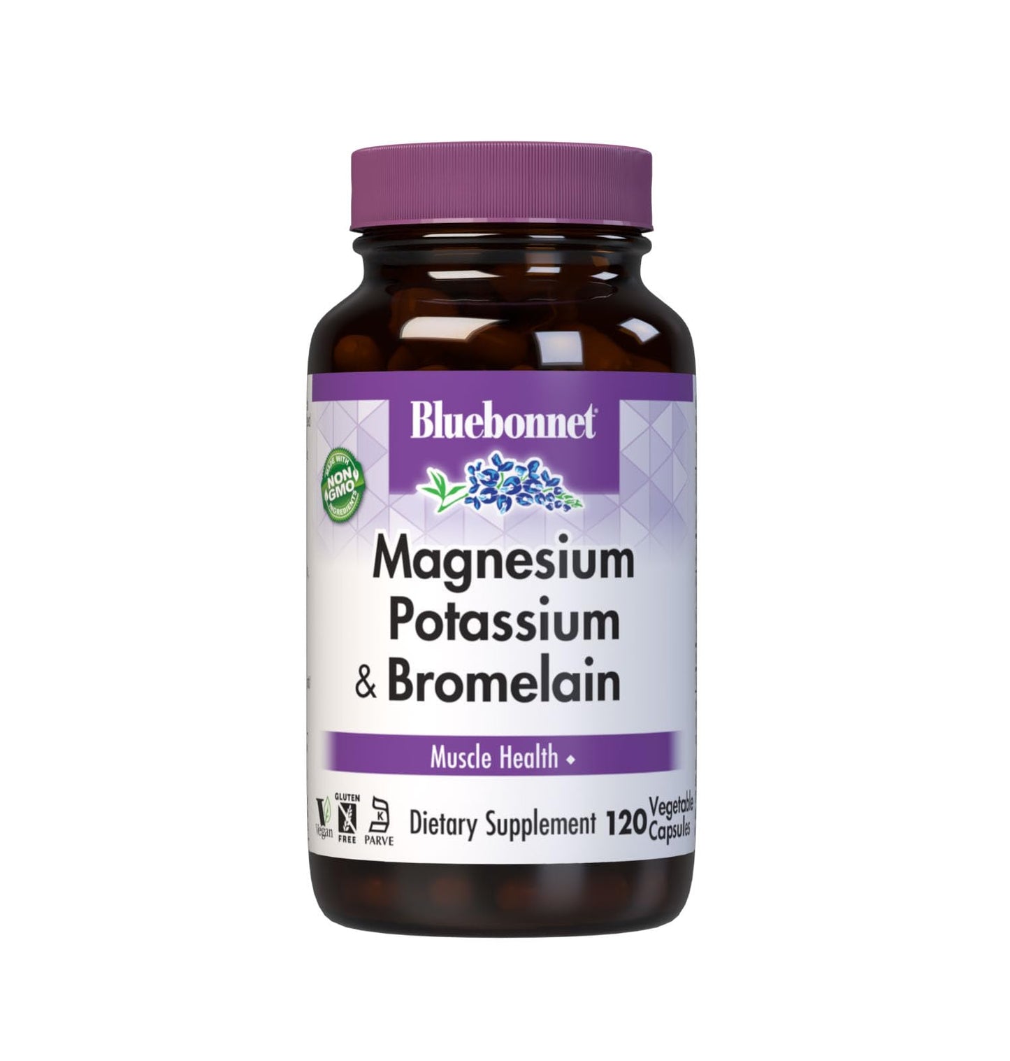 Bluebonnet Magnesium Potassium & Bromelain – Muscle Health Support | 120 Vegetarian Capsules