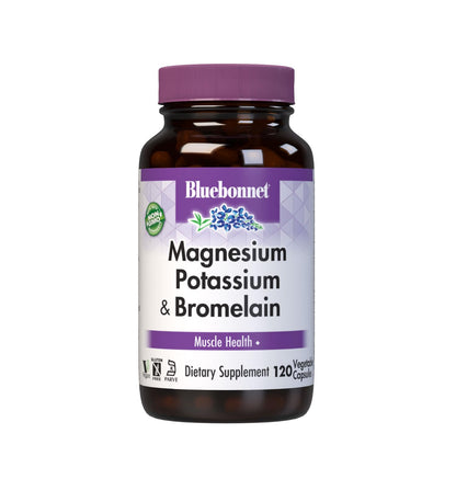 Bluebonnet Magnesium Potassium & Bromelain – Muscle Health Support | 120 Vegetarian Capsules