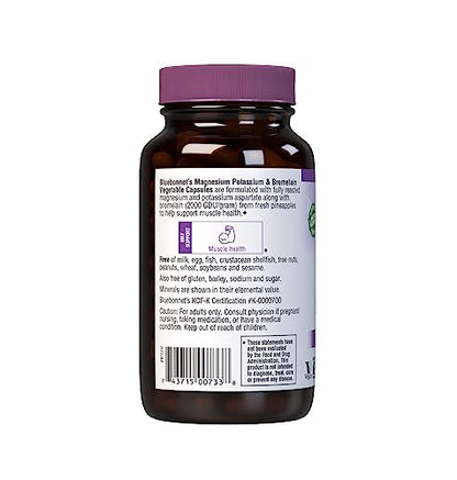 Bluebonnet Magnesium Potassium & Bromelain – Muscle Health Support | 120 Vegetarian Capsules