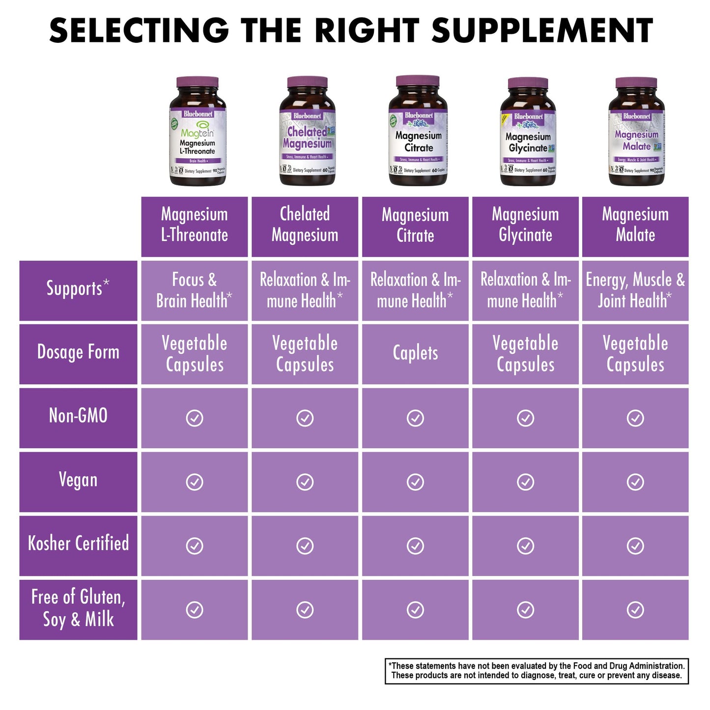 Bluebonnet Magtein Magnesium L-Threonate – Brain Health, 90 Veg Capsules