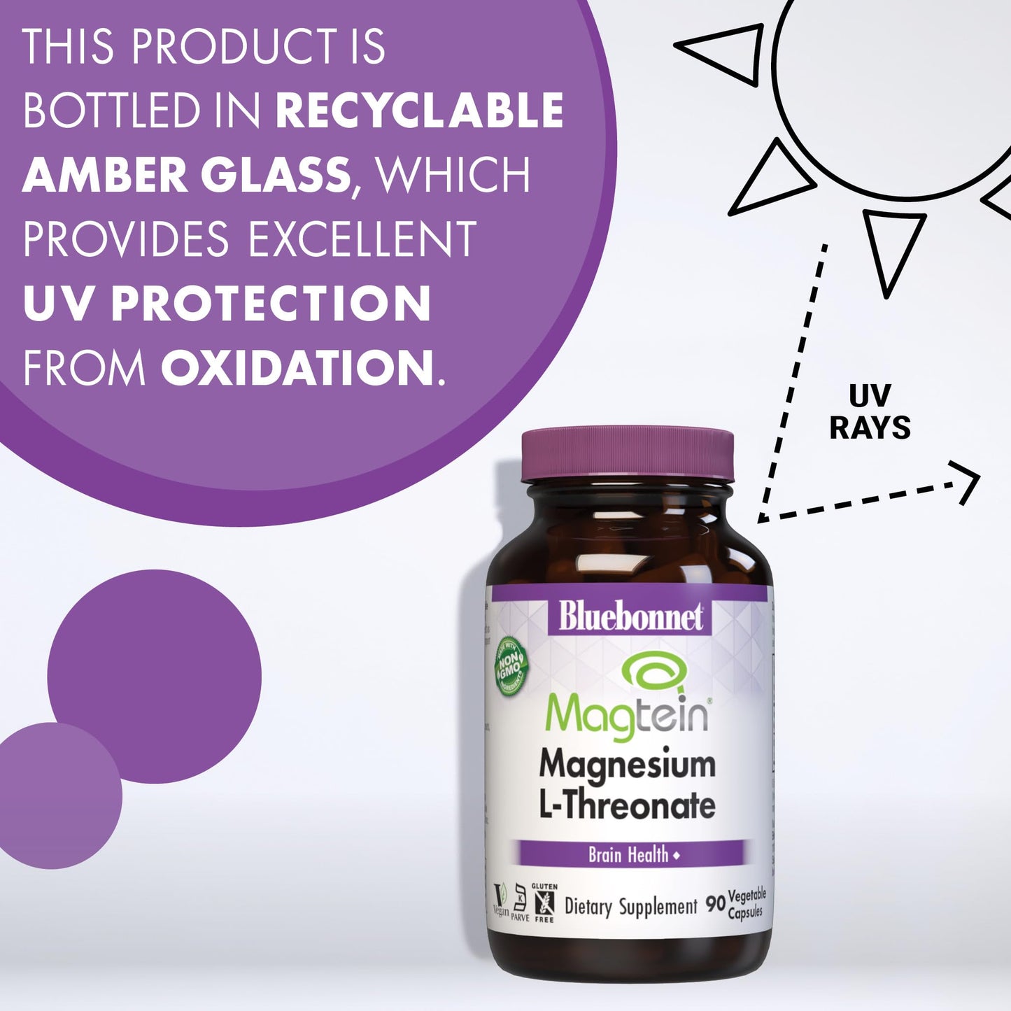 Bluebonnet Magtein Magnesium L-Threonate – Brain Health, 90 Veg Capsules
