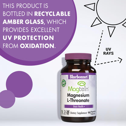 Bluebonnet Magtein Magnesium L-Threonate – Brain Health, 90 Veg Capsules