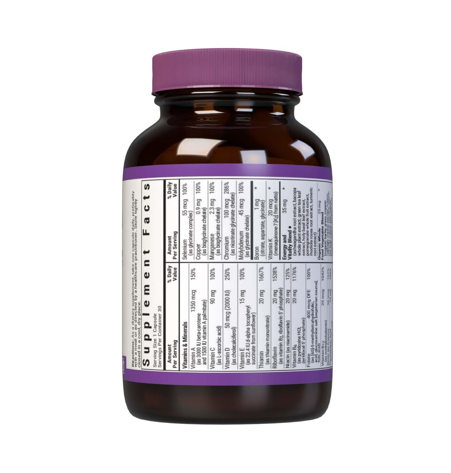 Bluebonnet Nutrition Maxi One Whole Food Multivitamin – 30 Veg Capsules