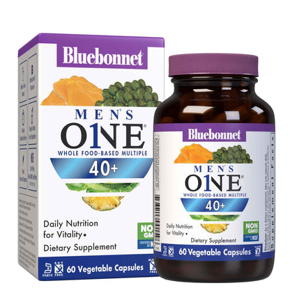 Bluebonnet Men's ONE 40+ Whole-Food Multivitamin - 60 Veggie Capsules