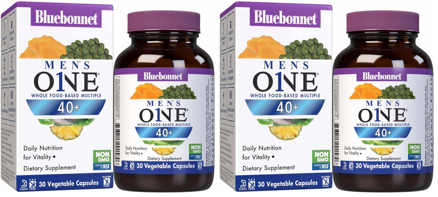 BlueBonnet Nutrition Men's ONE 40+ – Whole Food Multivitamin for Men 40+ (Pack of 2)