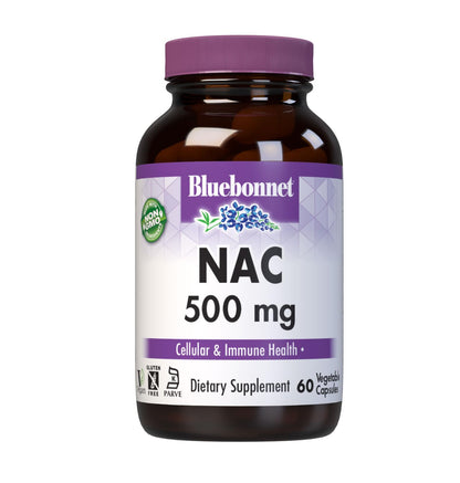 Bluebonnet NAC N-Acetyl-L-Cysteine 500 mg | Antioxidant & Immune Support | 60 Veg Capsules