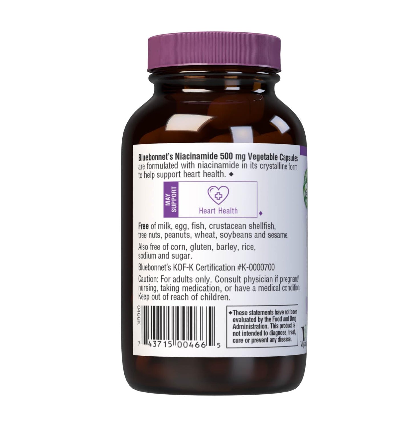 Bluebonnet Niacinamide 500mg – Heart Health Support, Vegan, Gluten-Free