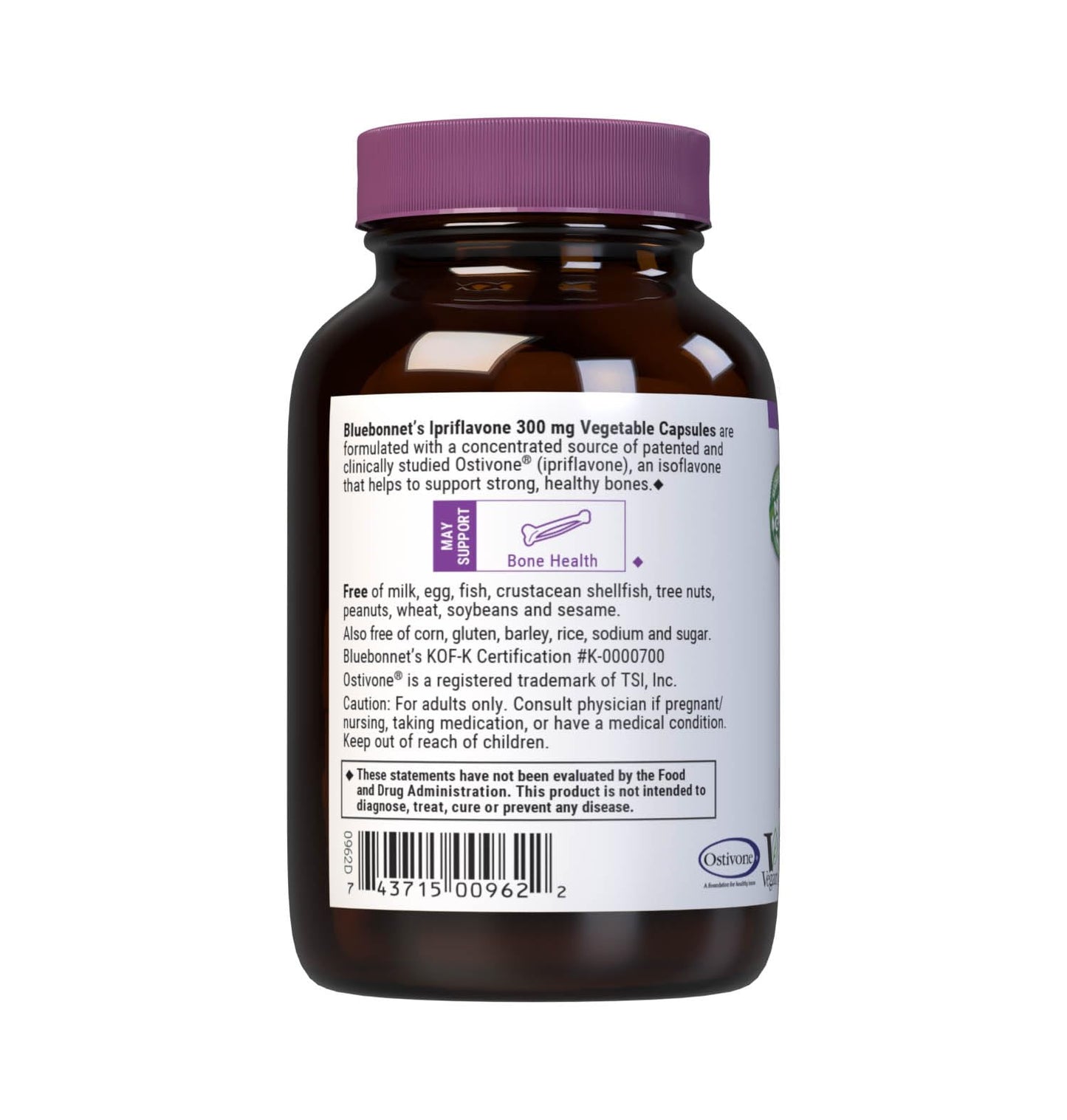 BlueBonnet Ipriflavone 300 mg – Ostivone for Bone Health – Non-GMO, Vegan, Kosher, Gluten-Free