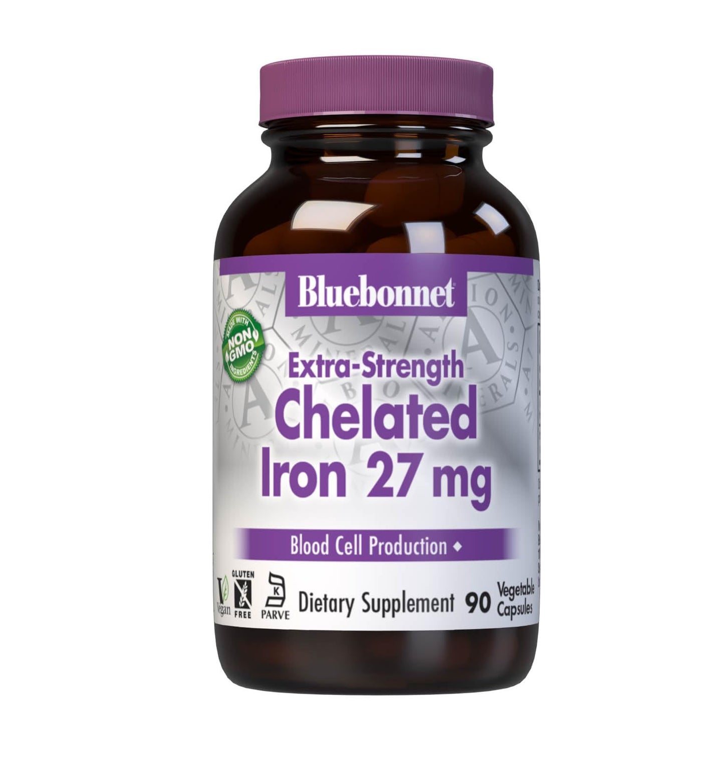 Bluebonnet Albion Extra-Strength Chelated Iron 27 mg – 90 Veg Capsules | Soy-Free, Gluten-Free, Non-GMO, Kosher, Dairy-Free, Vegan