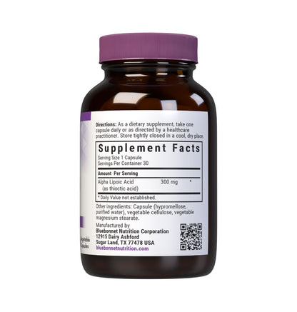 Bluebonnet Nutrition Alpha Lipoic Acid 300 mg – 30 Veggie Capsules | Non-GMO