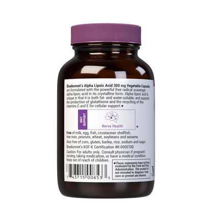Bluebonnet Nutrition Alpha Lipoic Acid 300 mg – 30 Veggie Capsules | Non-GMO