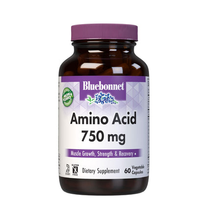 Bluebonnet Nutrition Amino Acid 750mg – High Potency, Soy-Free, Gluten-Free, Non-GMO | 60 Veg Capsules, 15 Servings