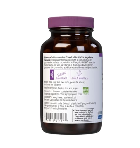 Bluebonnet Nutrition Glucosamine Chondroitin & MSM — 60 Veg Capsules | Non-GMO, Gluten-Free