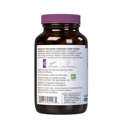 Bluebonnet Nutrition Glucosamine Chondroitin & MSM — 60 Veg Capsules | Non-GMO, Gluten-Free