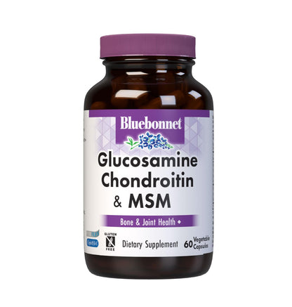 Bluebonnet Nutrition Glucosamine Chondroitin & MSM — 60 Veg Capsules | Non-GMO, Gluten-Free