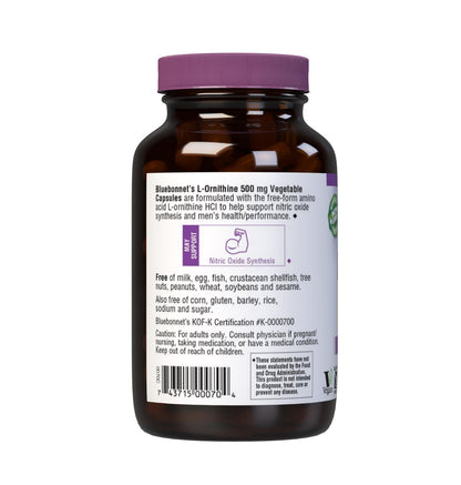 Bluebonnet Nutrition L-Ornithine 500 mg | Free-Form Amino Acid | 100 Veg Capsules