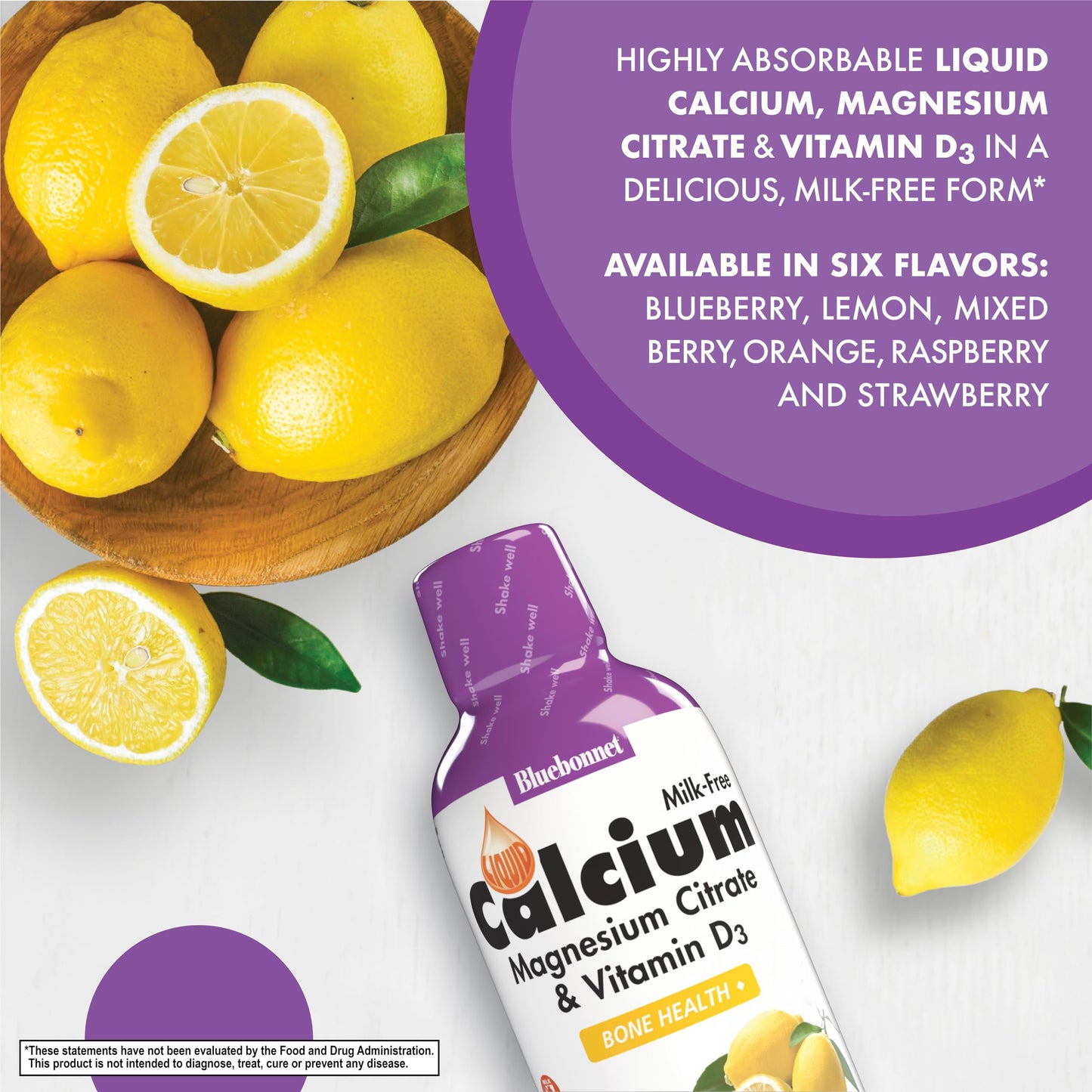 Bluebonnet Liquid Calcium Citrate & Magnesium Citrate with Vitamin D3 – Lemon, 16 fl oz
