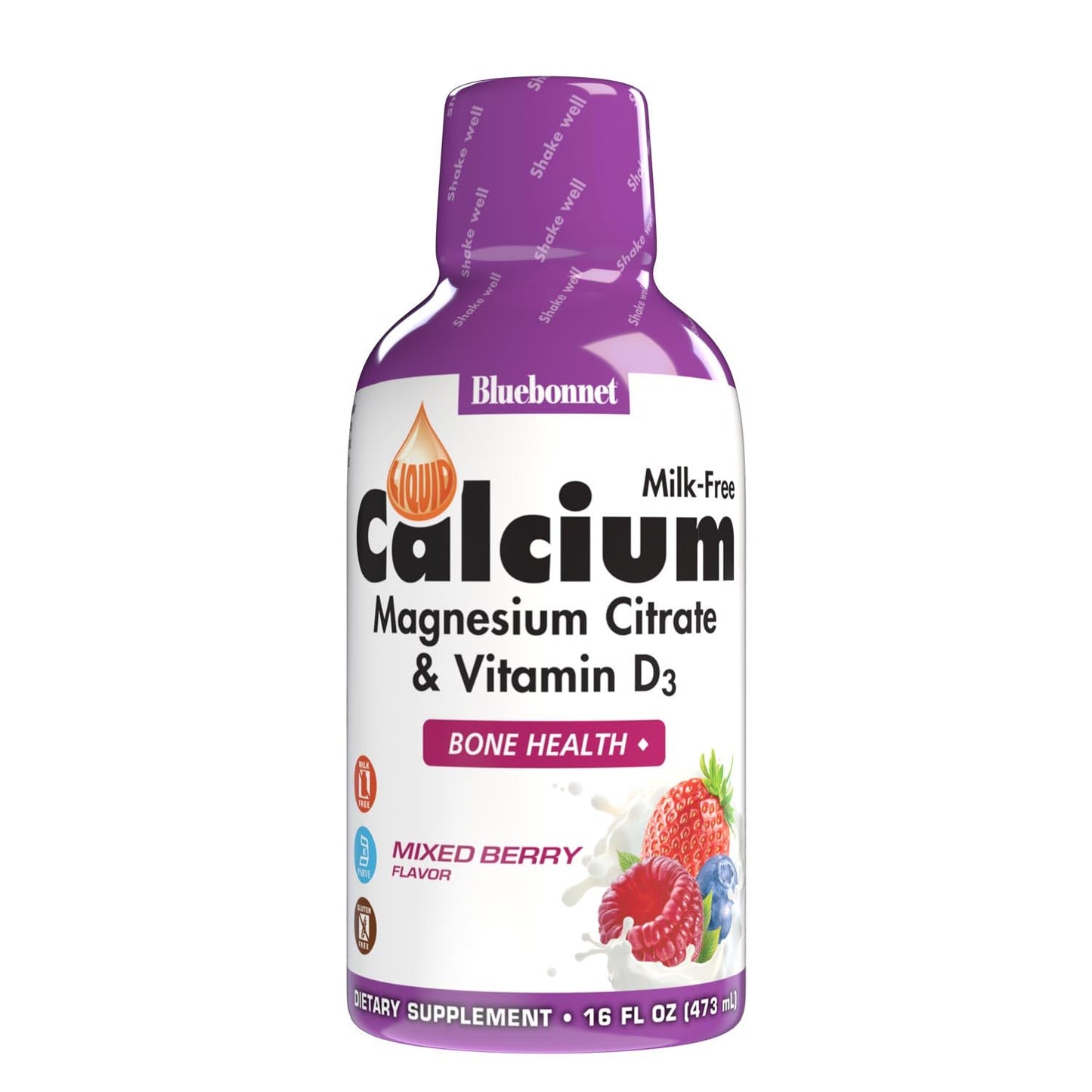 Bluebonnet Nutrition Liquid Calcium Citrate, Magnesium & Vitamin D3 – 16 oz, Bone Health, Gluten Free, Kosher