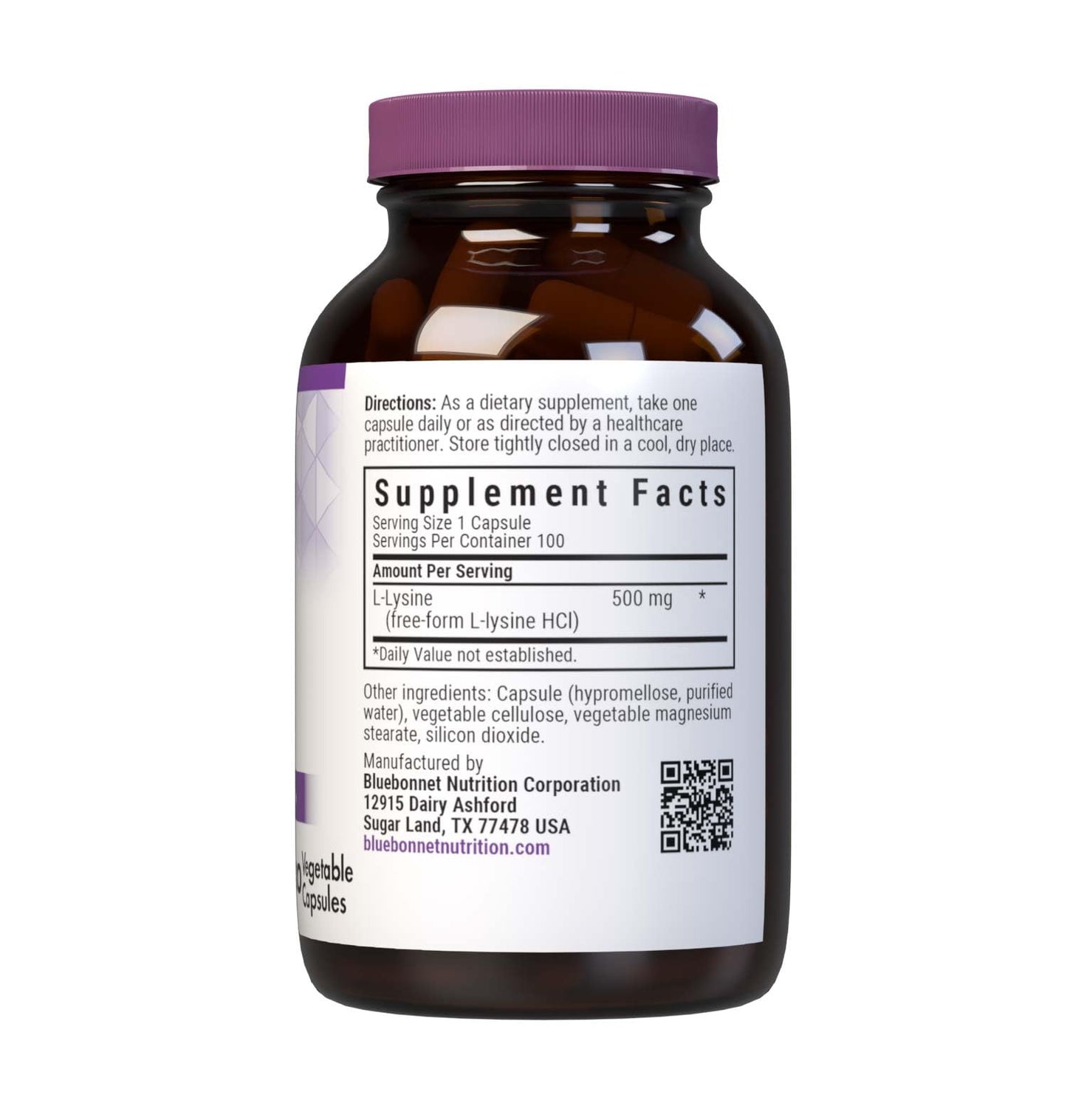 Bluebonnet Nutrition L-Lysine 500mg | Immune Support, Collagen Synthesis, Vegan, Kosher, Non-GMO