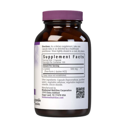 Bluebonnet Nutrition L-Lysine 500mg | Immune Support, Collagen Synthesis, Vegan, Kosher, Non-GMO