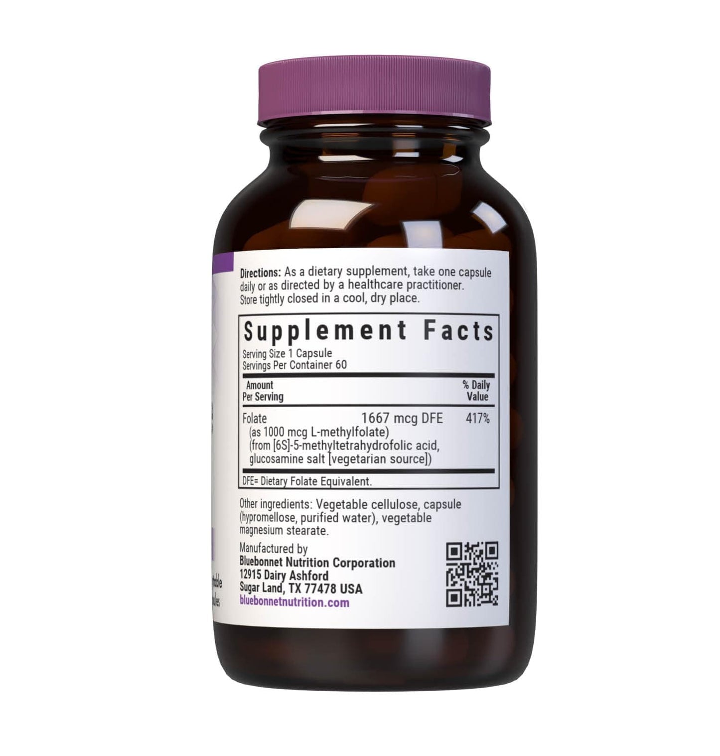 BlueBonnet Nutrition Methylfolate 1000 mcg – Energy, Mood & Prenatal Health | Vegan, Non-GMO, Gluten-Free