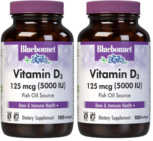BlueBonnet Nutrition Vitamin D3 5000 IU Softgels - 2-Pack, Non-GMO, Gluten & Dairy Free, Cholecalciferol from Fish Oil BritishVita | Premium UK Vitamins & Wellness Supplements