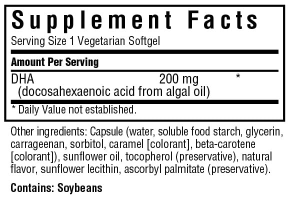 BlueBonnet Natural Omega-3 DHA Vegetarian Softgels 200 mg, 60 Count