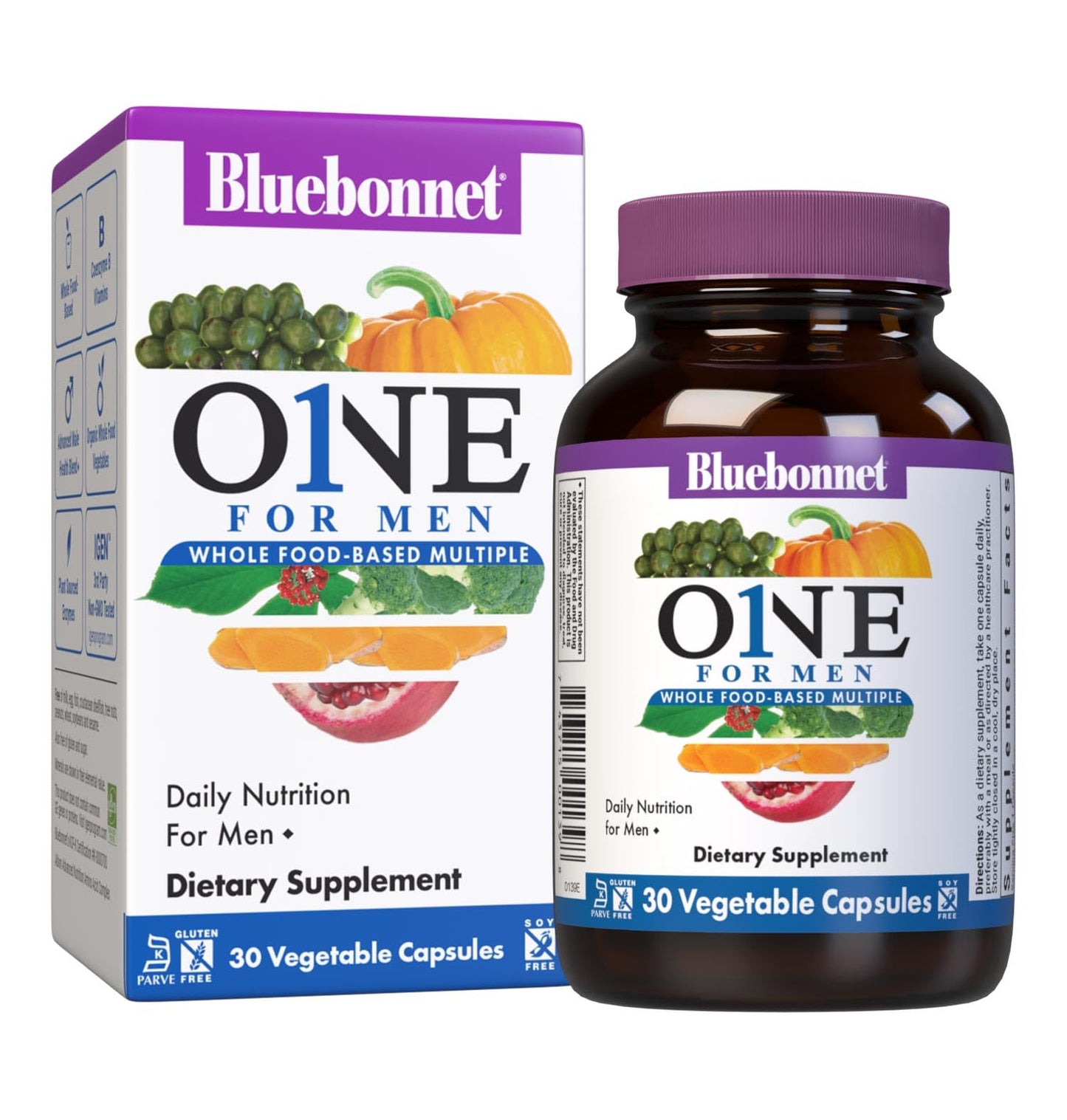 Bluebonnet Nutrition One for Men – Whole Food-Based Multivitamin, 30 Servings