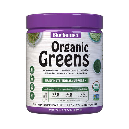 Bluebonnet OrganicGreens Green Powder 7.4 oz – Plant-Based Daily Nutrition