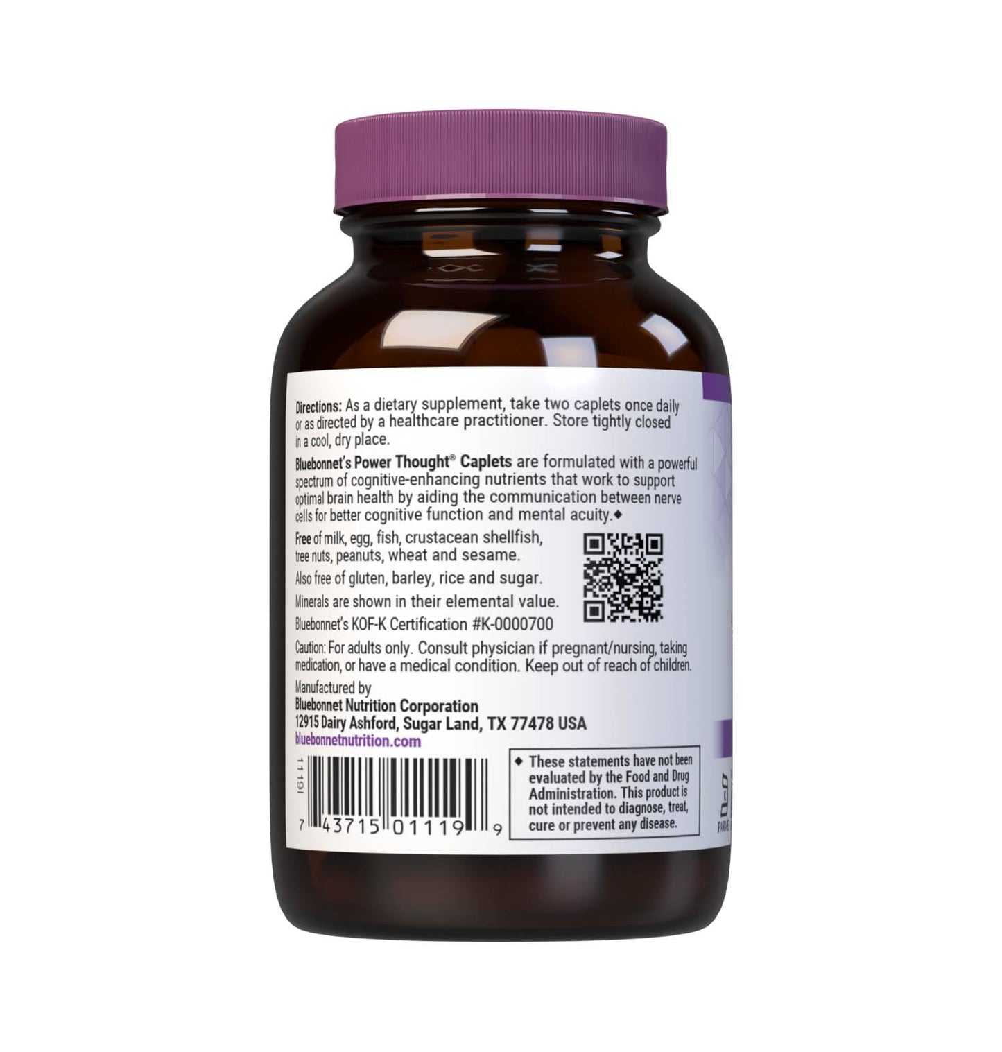 BlueBonnet Power Thought Caplets — Brain Health Support, 30 Count