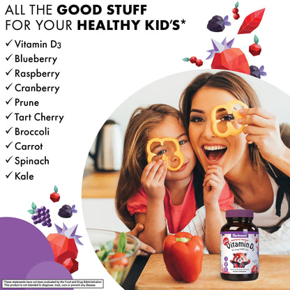 Bluebonnet Rainforest Animalz Vitamin D3 400 IU Chewables - Mixed Berry, 90 Count