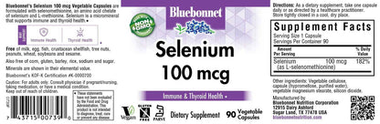 Bluebonnet Selenium 100mcg Capsules (L-selenomethionine) – Vegan, Non-GMO, Gluten-Free