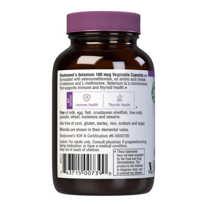 Bluebonnet Selenium 100mcg Capsules (L-selenomethionine) – Vegan, Non-GMO, Gluten-Free