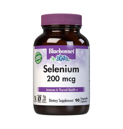 Bluebonnet Selenium 200mcg Capsules (L-selenomethionine) - Potent Antioxidant Support - 90 Vegetable Capsules