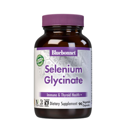 Bluebonnet Selenium Glycinate 200 mcg | Immune & Thyroid Health - 90 Veg Capsules | Soy-Free, Gluten-Free, Non-GMO, Kosher, Dairy-Free, Vegan